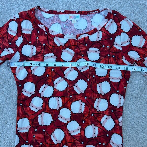 LuLaRoe Gigi Shirt Womens XXS Red Santas Christmas Santa Hats Holiday Ladies - Picture 6 of 9